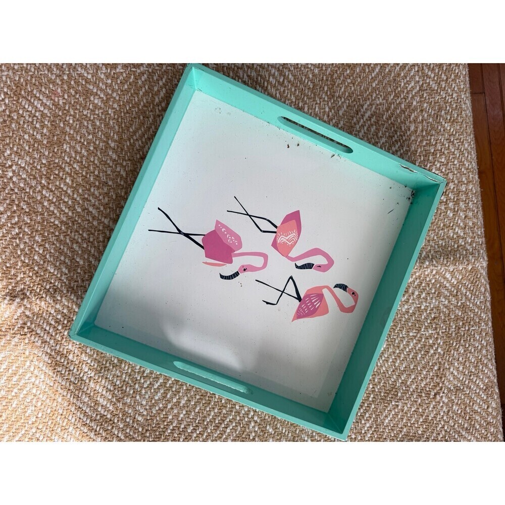 At home flamingo blue tray platter